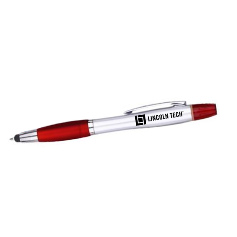 LINCOLN TECH Ballpoint Pen-Stylus-Highlighter - Red