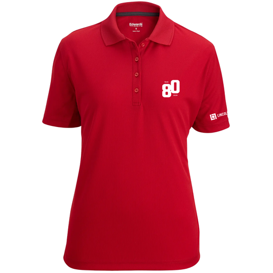LINCOLN TECH CAMPUS 80TH ANNIVERSARY Hi Performance Mesh Ladies Polo - RED