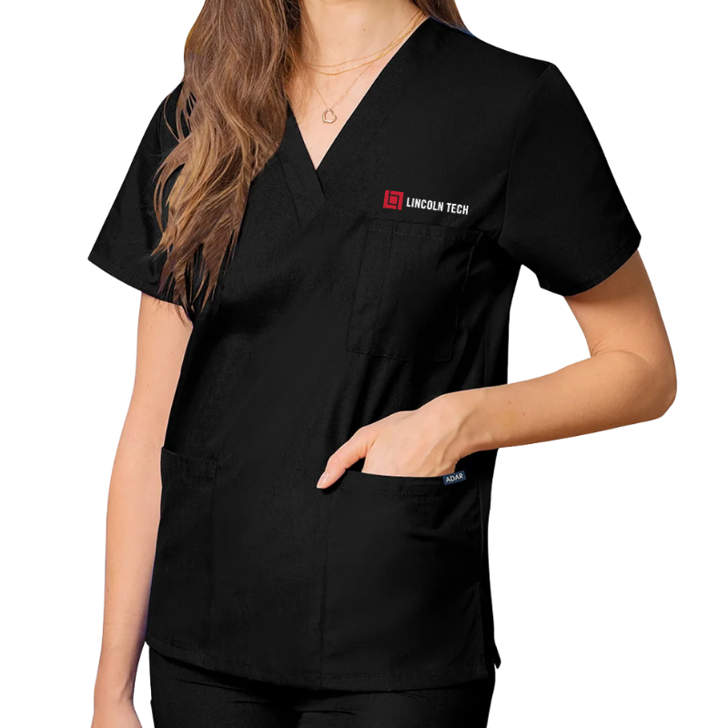 LINCOLN TECH Unisex 3-Pocket V-Neck Scrub Top