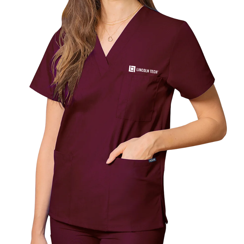 LINCOLN TECH Unisex 3-Pocket V-Neck Scrub Top