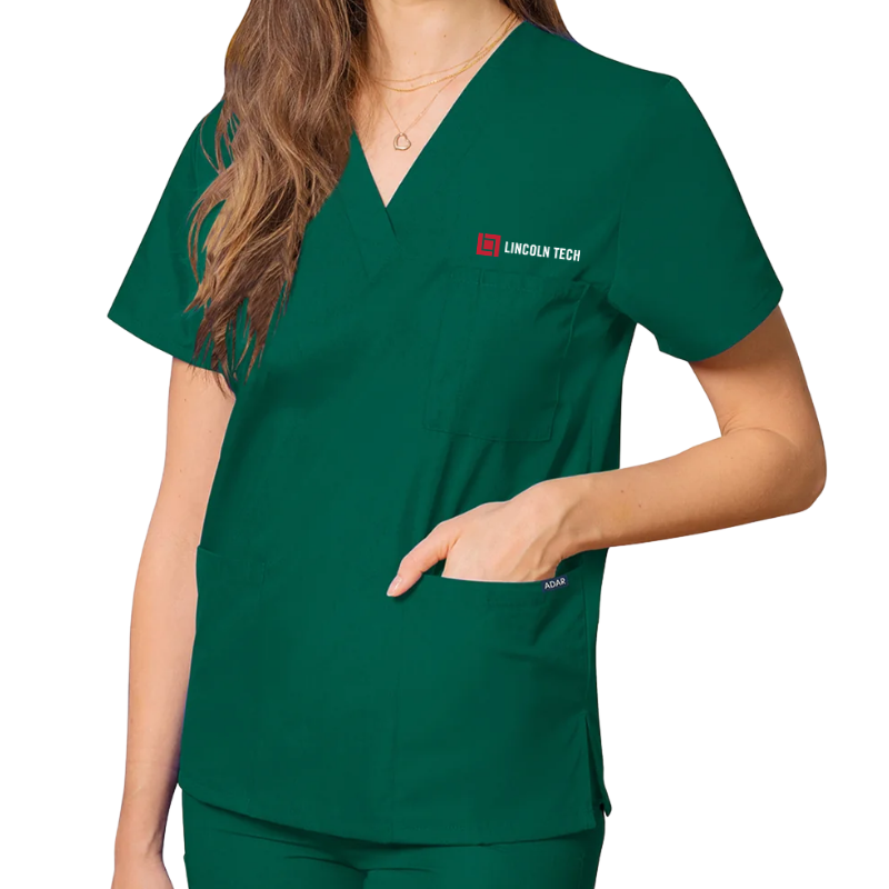 LINCOLN TECH Unisex 3-Pocket V-Neck Scrub Top