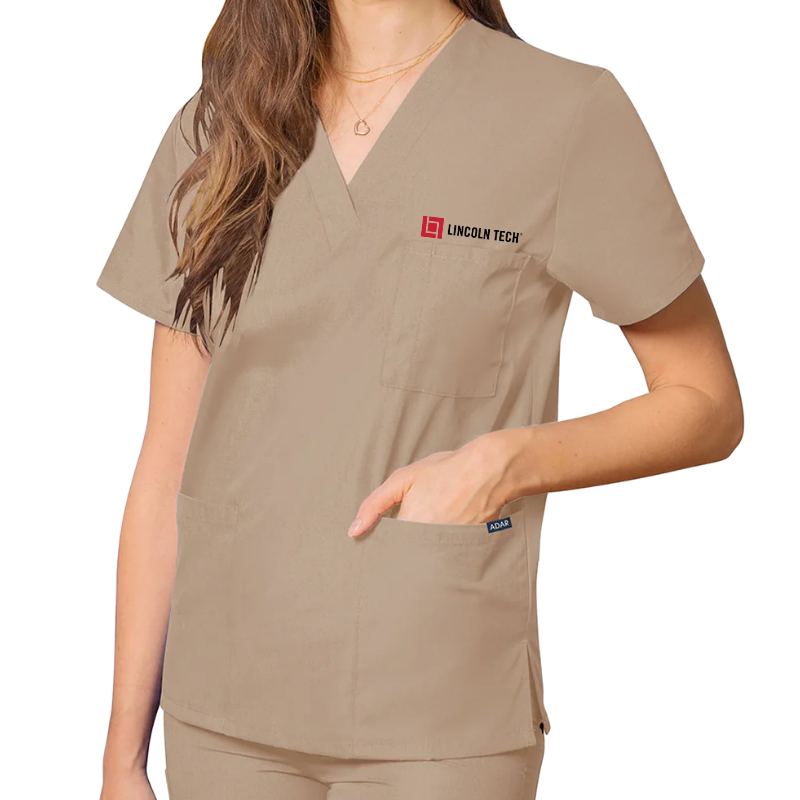 LINCOLN TECH Unisex 3-Pocket V-Neck Scrub Top
