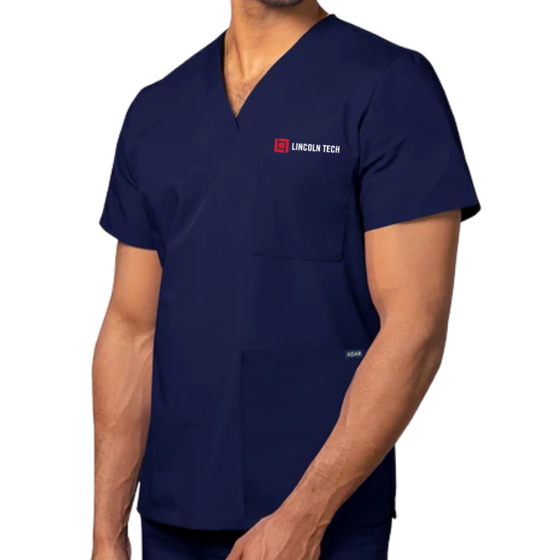 LINCOLN TECH Unisex 3-Pocket V-Neck Scrub Top