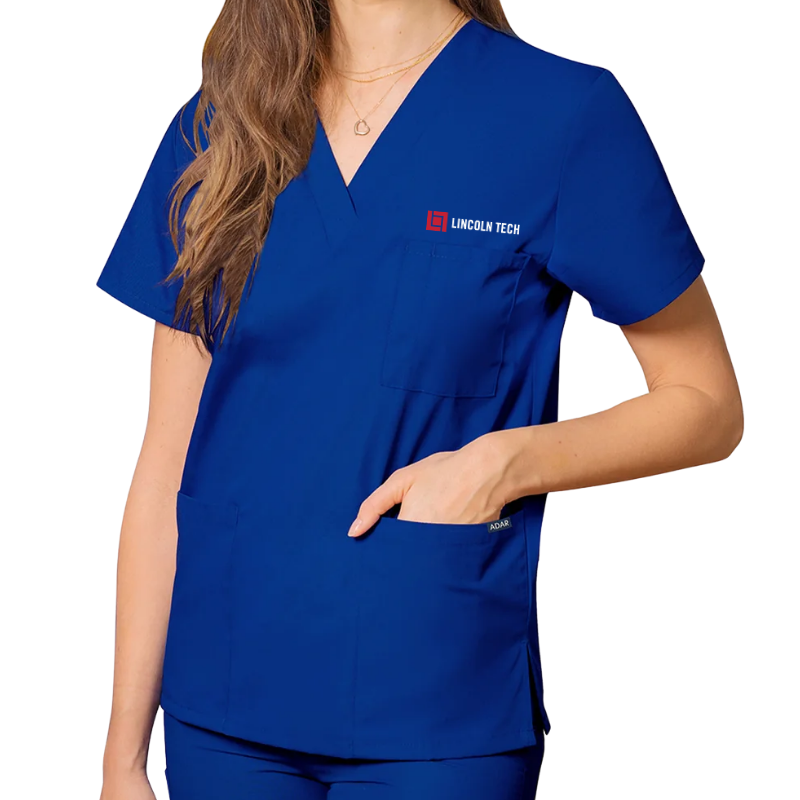 LINCOLN TECH Unisex 3-Pocket V-Neck Scrub Top