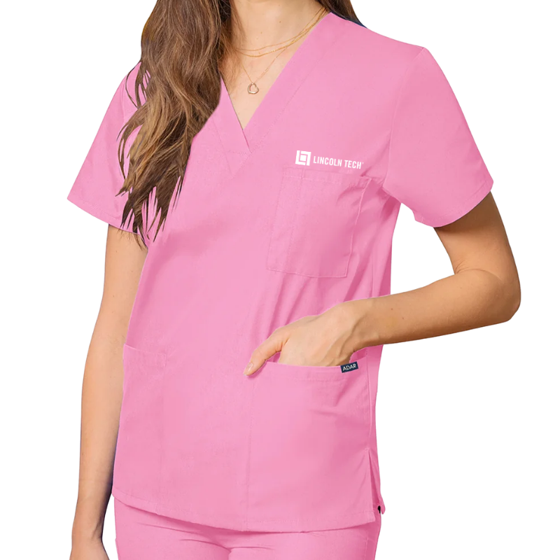 LINCOLN TECH Unisex 3-Pocket V-Neck Scrub Top