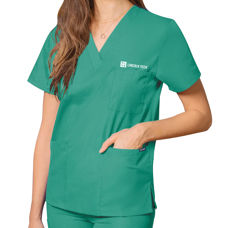 LINCOLN TECH Unisex 3-Pocket V-Neck Scrub Top