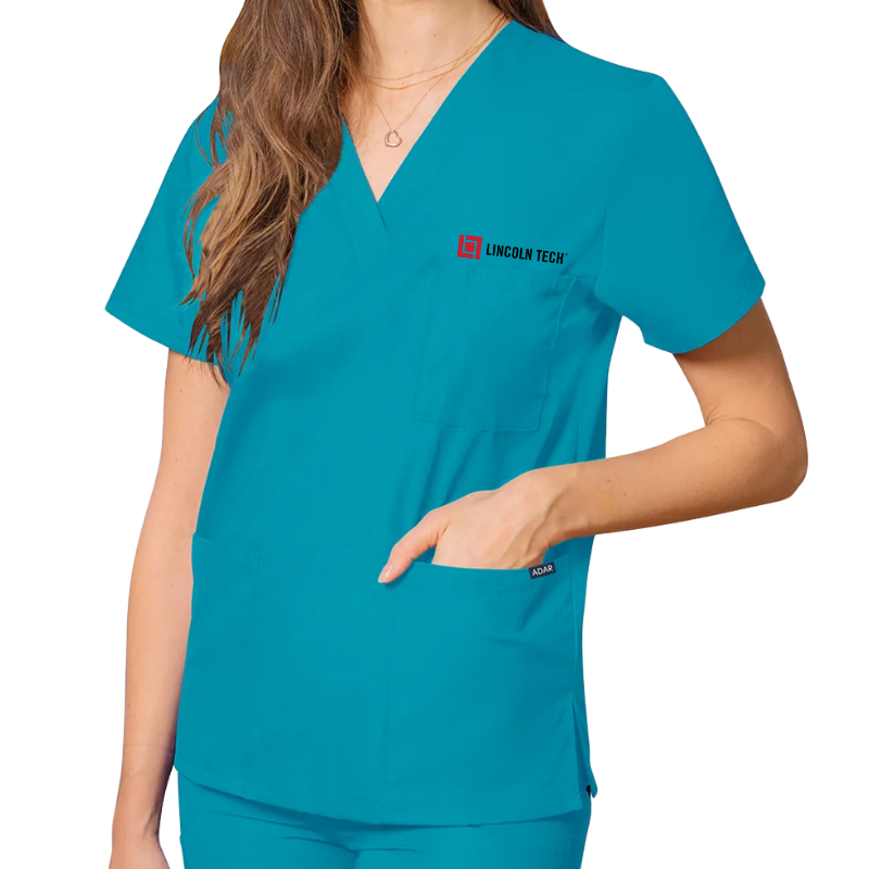 LINCOLN TECH Unisex 3-Pocket V-Neck Scrub Top