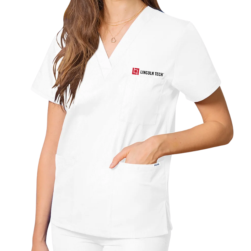 LINCOLN TECH Unisex 3-Pocket V-Neck Scrub Top