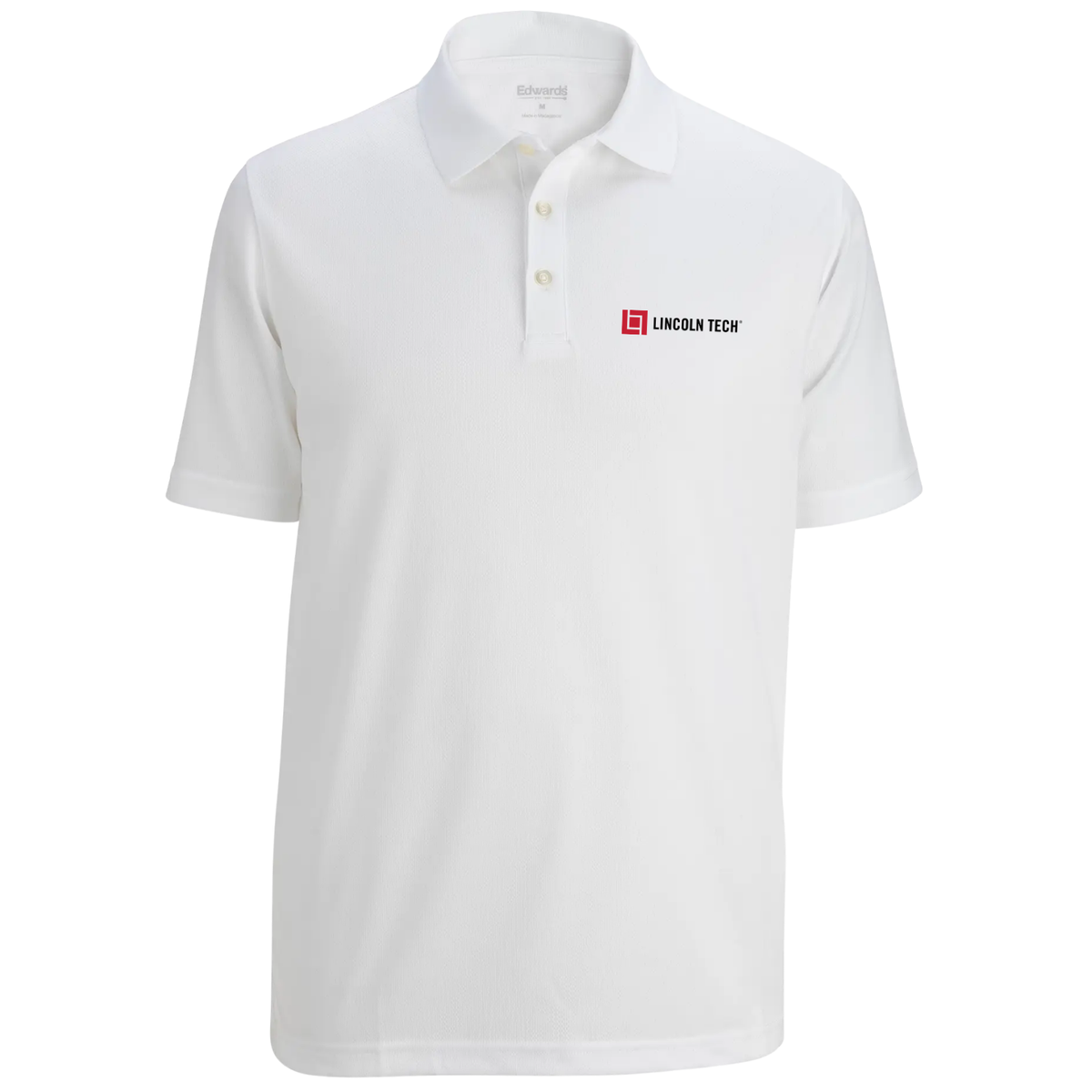 LINCOLN TECH Hi Performance Mesh Men's Polo - White