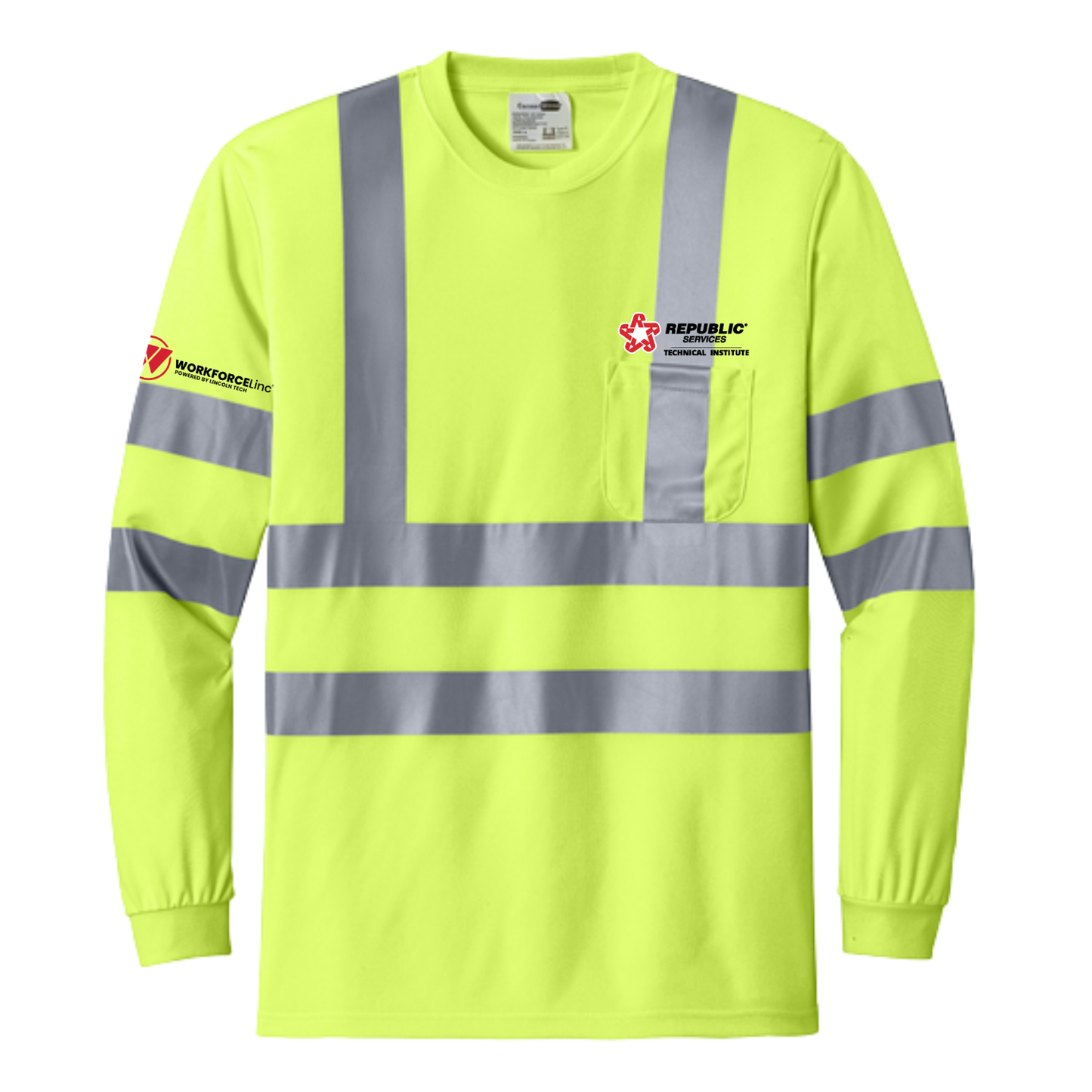 REPUBLIC SERVICES WORKFORCE CornerStone® ANSI 107 Class 3 Long Sleeve Snag-Resistant Reflective T-Shirt - Safety Yellow