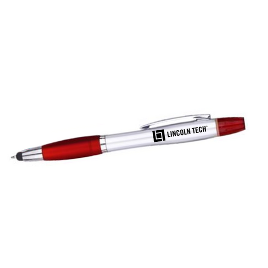 LINCOLN TECH Ballpoint Pen-Stylus-Highlighter - Red