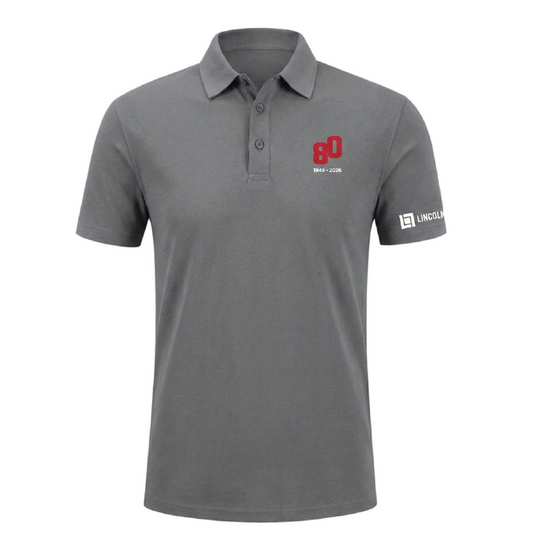 LINCOLN TECH CAMPUS 80TH ANNIVERSARY Hi Performance Mesh Men's Polo - STEEL GREY